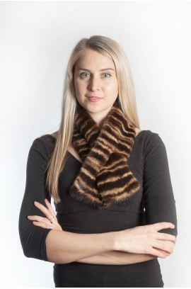 Mink fur scarf striped